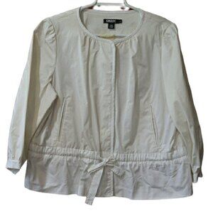 DKNY White Cotton Button Down Cinch Waist Top 12